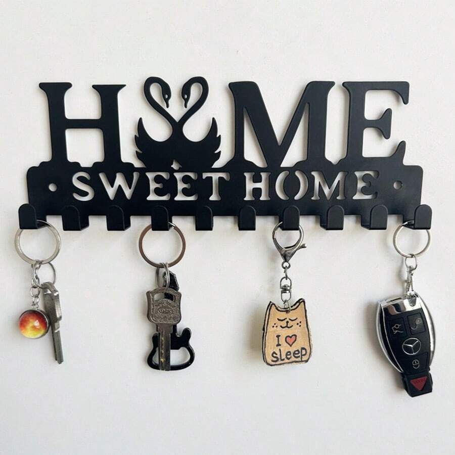 1pc Home Supplies Room Decor Metal Home Coat Hook Wall Art Decor - Home Hanger And Keychain - Clothes Hat Rack And Backpack Hanger Decoration For Home Decor Storage, Living Room, Hallway, Office (Black) Christmas Suitable For Holiday Gifts, Shower Room Razor Hook, Key Hook, Kitchen Hook