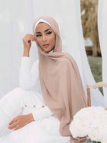 1pc Chiffon Hijab Scarf, Minimalist Versatile Design - Multicolor - View 20