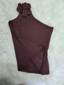 Women's Blouse With Stylish Flower Elegance And Comfort - 巧克力棕 - 查看 3