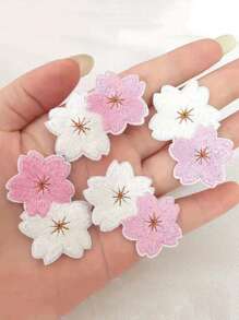 10 piezas de Parches bordados de flor de cerezo pequeños para planchar en aplicaciones de decoración en faldas, bolsas, reparación de agujeros, decoración para chaquetas, mochilas, camisetas