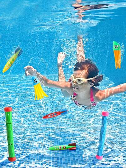 11件/4件/3件潜水圈泳池玩具，适合4-8岁儿童的潜水池玩具，鲨鱼鱼雷潜水套装，章鱼儿童水上趣味玩具，夏季必备水下游泳投掷礼物，适合男孩和女孩