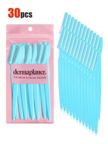 30 piezas. Set de recortador de cejas, recortador de cejas, recortador de cejas de mango largo, herramienta de belleza, utilizado para recortar las cejas, afeitadora, herramienta de exfoliación de precisión recortador de cejas, hoja de afeitadora facial, hoja de recortador de cejas y afeitadora con cubierta protectora, utilizado para eliminar el vello facial y corporal, adecuado para viajes, adecuado tanto para hombres como para mujeres. 1/3/6/12/24 piezas.