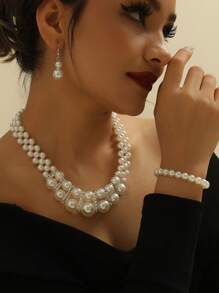 European And American Fashion Exaggerated Faux Pearl Jewelry Set