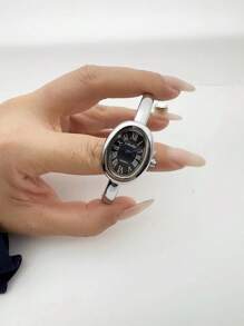 1pc Ladies' Watch, Golden Watch, Classic Oval-Shaped Case With Roman Numeral Dial, Suitable For Daily Wear, Business Work Watch, Festival Gift