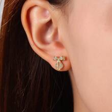 TUANZISP 22pcs Set Women's Gold Plated Copper Stud Earrings With Zirconia, Butterfly, Heart, Star, Crown, Snowflake, Geometric Designs, Versatile Fashion Jewelry, Elegant Vintage Luxury Gift For Women