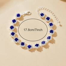 1 pièce Bracelet élégant et de luxe pour femme avec cristaux bleus et strass, convient pour le port en soirée