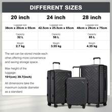 supercase ABS+PC Hardshell Suitcase 20" 24" 28" Or 3 Piece Set – Lightweight Cabin Size Carry On & Check In Luggage With Spinner Wheels, TSA Lock & YKK Zippers – Travel Bag For Holiday, Business, And Weekend Getaways