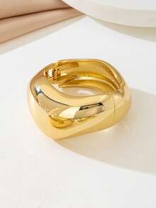 1Set Luxury Gold Snake Texture Smooth Bangle, Suitable For Work, Party, Banquet, Ball, Birthday, Street Style, Influencer, Holiday, Bar Wear - Gold - View 16