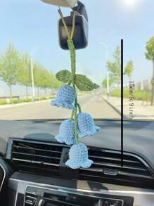 Colgante de coche trenzado hecho a mano, decoraciones colgantes para el espejo del coche, accesorio de ornamento para el espejo retrovisor del coche, colgante de flor linda para el coche, accesorio de espejo retrovisor del coche