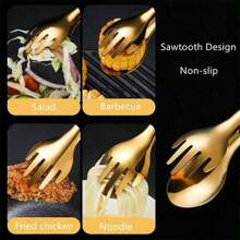1pc Stainless Steel Thicker Serving Tong For Toast, Grilled Meat And Food