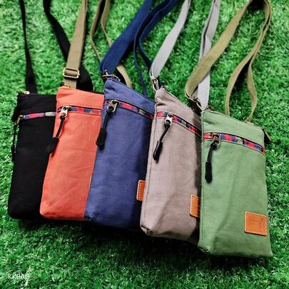 1pc Five Color Decoration Three-Layer Cloth Bag, Can Hold 7-Inch Mobile Phone Wallet, Fashionable Shoulder Bag, Casual Crossbody Bag, Simple And Versatile Women's Bag, Portable Chest Bag, Three-Layer Storage Bag, Can Store Mobile Phone, Lipstick, Tissue, Bank Card, ID Card, Coin Wallet Zipper, Suitable For Daily Life, Sports Travel, Students And Youth