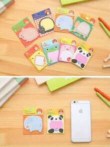 Juego de 100 notas adhesivas lindas, notas adhesivas de animales de dibujos animados, notas adhesivas para refrigerador, rellenos de bolsas para fiestas escolares, notas de memorándum de oficina, regalos de salón de clases para estudiantes (ocho estilos, entrega aleatoria)