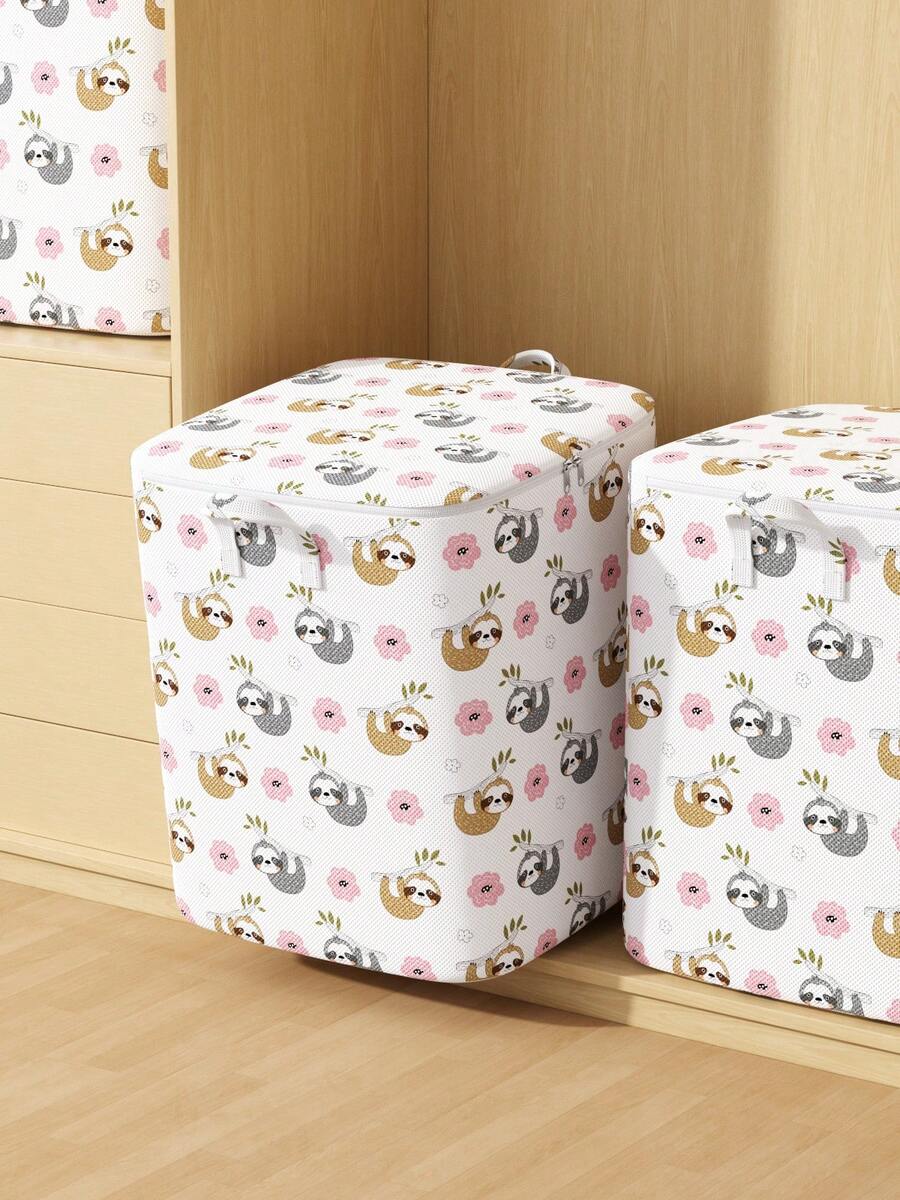1PC Clothing Storage Box, Household Large Capacity Wardrobe, Clothing Sorting Box, Folding Bag, Dust-Proof Storage Basket, Upgraded Reinforced Handle, Thickened Waterproof Fabric, Double-Sided Smooth Zipper, Suitable For Home Storage, Warehouse Storage,Cartoon Pattern