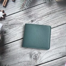 Customized Initial Letters/Name 1pc PU Leather Men Ultra Thin Bifold Short Cash Wallet With ID Window And Card Slots, Personalized Letter Simple Student Bi Fold Card Holder Wallet Multi Fashionable Simple Card Bag Creative Storage Purse Wallet - Green - View 6