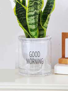 1pc Automatic Watering Transparent Plant Pot, Round Plastic Desktop Planter For Office, Hydroponic Plants - Multicolor - View 10