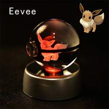 pokemon Bola de cristal de 3D Lámpara de base con Pikachu, Mew, Mewtwo y Pokeball de cristal Figura de bola de cristal Luz nocturna Regalo de cumpleaños