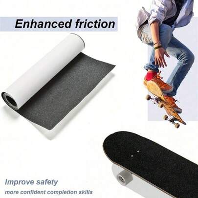 1pc Skateboard Grip Tape With Stickers Self-Adhesive Diamond Sand Black Sandpaper Sandpaper Anti Slip Cloth Self-Adhesive