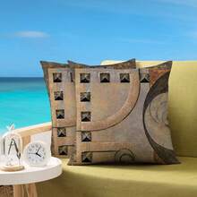 1 件/4 件户外复古几何印花防水防尘夏季亚麻花园/露台靠垫套装饰枕套，17.7 * 17.7 英寸/45x45 厘米 - 彩色 - 查看 6