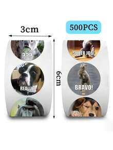 SCXXBSW 500pcs/Roll Cute Animal Themed Sticker, Kids Decal Sticker, Fun Sticker, Sealing Sticker,Office Stationery Decoration Rolls Stickers - Multicolor - View 7