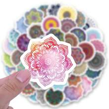 50 PIEZAS Pegatinas de mandala estilo vinilos estéticos para scrapbooking, diarios, paragolpes, monopatines, botellas de agua, dibujos animados, cascos de trabajo, automóviles y decoraciones