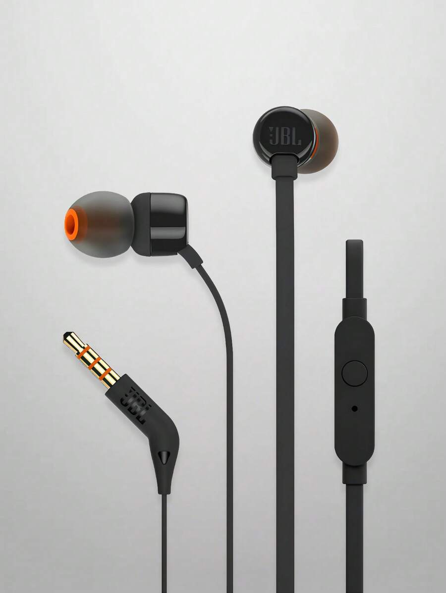 JBL سماعات أذن سلكية Tune 110 مع ميكروفون، سماعات استريو للصوت لألعاب الكمبيوتر/الرياضة، قابلة للتوافق مع منفذ 3.5 ملم للمكالمات الحرة اليدين