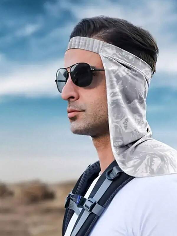 1pc Men's Breathable High-Elasticity Neck Protection Sun Hat Curtain UV Protection Outdoor Fishing Cycling Sun Hat Windproof And Sandproof Face Mask Foldable