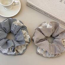 1pc French Soft 4-Layer Lace Houndstooth Pattern Hair Scrunchie, Elegant Fashion Hair Accessory Suitable For Everyday Use, Hair Accessories, Scrunchy Hair Ties Scrunchies Ponytail Head Accessories Elastic Band - Multicolor - View 8