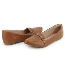 Sapatilha Mocassim Feminino Confortável Louise&CO. Confortável sapatos feminina elegante - Marrom - Visão 6