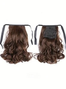 Kids Brown/ Black Heat Resistant Synthetic Hair Extensions Pony Tail Hair Extensions Drawstring Ponytail Hair Extensions 2pcs - Natural Black - View 6