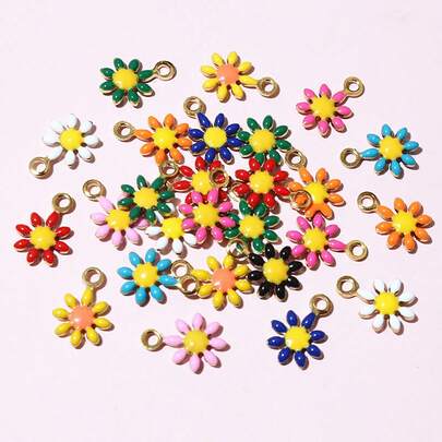 20 chiếc mặt dây chuyền hình hoa hướng dương mini 10x7mm bằng thép không gỉ tráng men, phụ kiện tự làm trang sức: vòng cổ, bông tai.