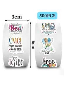 SCXXBSW Rollo de 500 unidades de pegatinas con temática de regalos en inglés, pegatinas para maestros, pegatinas decorativas para niños, pegatinas blancas, pegatinas para fiestas, decoración de papelería de oficina