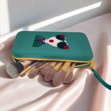 Beautiful Girl Print Silicone Cosmetic Bag, Makeup Brush Clutch Bag, Portable Waterproof Card/Passport Holder, New Style Tote Coin Purse,For Holiday Beach, Bathroom Collection, Bedroom Collection, Large Capacity