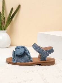 Cute Bow Design Girls' Flat Sandals For Summer - Blue - View 5
