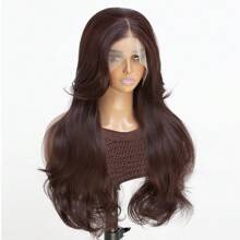 Red Brown 13x6 Synthetic Lace Front Wigs For Women 22 Inch Long Straight Glueless Kanekalon Hair Resistant Synthetic Hair Wigs Free Part 150% Density For Women Daily Party Vacation Holiday Use Easy To Install And Take Off For Beginners
