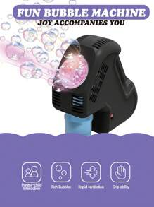 Máquina de burbujas automática de mano para niños, juguete con múltiples agujeros, 2 opciones de color (Baterías y solución de burbujas no incluidas)
