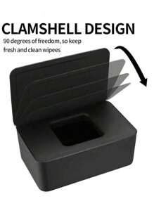 1pc Flip Top Black Paper Towels And Wipes Box Holder, Household Items, Table, Home Decor, Home Organization And Storage, Room Decor, Room Decor Bedroom, Kitchen Accessories, Kitchen Tools, Organized Kitchen, Travel, Holidays