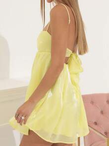Women's Sundress Smock Cami Mini Dress Spaghetti Strap Sleeveless Backless Swing A Line Short Dresses Casual Cute Summer Dresses Streetwear - 黃色 - 查看 4