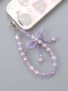 قلادة بلور متعددة الاستخدامات ذات شعور فاخر، سلسلة معلقة ثلاثية الأبعاد بشكل فراشة لؤلؤية مع بطاقة شفافة