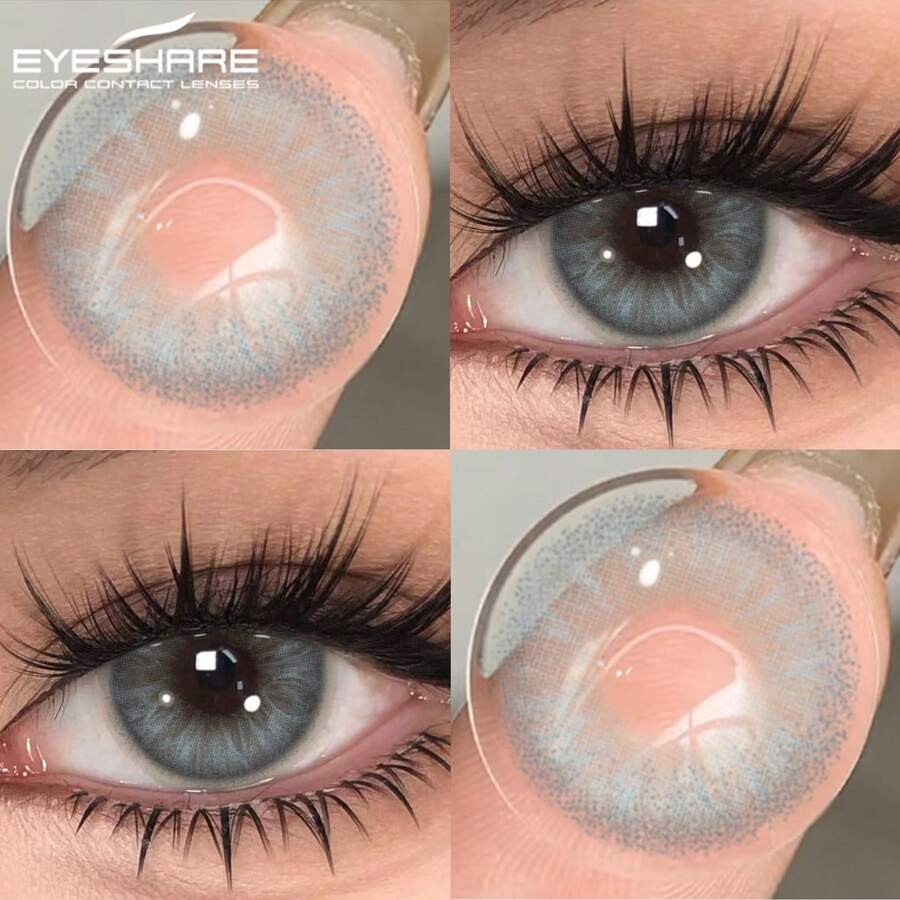 EYESHARE 2片装全新棕色美瞳，高品质蓝色美瞳，灰色美瞳，时尚绿色美瞳，适合婚礼、情人节礼物，6个月抛型，14.2毫米，万圣节装扮