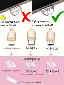 1pc Rhinestone Bow Dust Plug, Elegant Y2K Fashion, Alloy Metal Accessory, Transparent Silicone Smartphone Earphone Tablet Kindle Dust Plug Pendant, Creative Stylish Hanging Decor, Compatible With Apple Lightning/Type-C/Android Micro USB, Fits All Mobile Phone Models - Silver - View 13