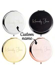 1pc Custom Name Compact Pocket Makeup Folding Mirror Graduation Gift Sister Friends Bridesmaid Party Gift Birthday Gift Gift, Waterproof, Compact Exquisite, Stylish, Fashionable, Modern, Contracted Custom, Personalized, Unique Ideal Gifts For Him Her,Vacay Vibes
