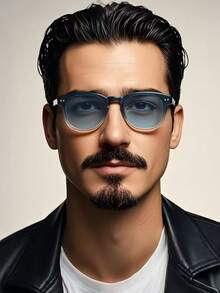 New Vintage Round Small Frame Rivet Personalized Fashion Fashion Glasses, High-End Simple Versatile Beach Party Fashion Glasses For Men And Women, Suitable For Daily Wear - Multicolor - View 1