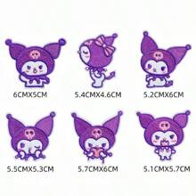Sanrio 1pc/6pcs Cartoon Hello Kitty Fabric Sticker Embroidery Label Cute Patch For Clothes, Self-Adhesive Waterproof Decal, Suitable For All Kinds Of Clothing. (Random Style)