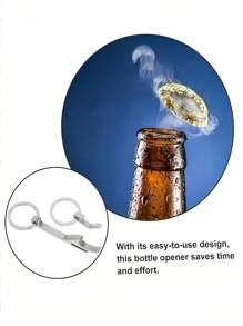 Keychain Beer Bottle Opener With Stainless Steel Keyring, Stainless Steel Mini Bottle Opener Keychain With Keyring, Portable, Manual, Pocket Sized Beverage Bottle Opener, Durable And Multifunctional Camping And Daily Use Tool