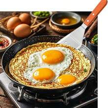 Set Of 2 Pieces Stainless Steel Steel Spatulas, Multipurpose Spatula, Cooking Utensil Set With Wooden Handle, Pizza Spatula, Hamburger Turner - Cooking & Frying Turner Spatula For Barbecue, Grilling And Flipping Steak - Essential Durable Cookware