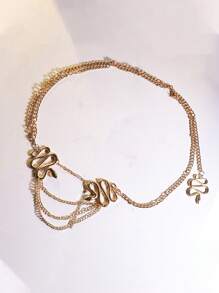 Cadena de cintura de serpiente dorada exagerada, cinturón de cintura metálico de moda, joyería de cadena corporal para fiesta