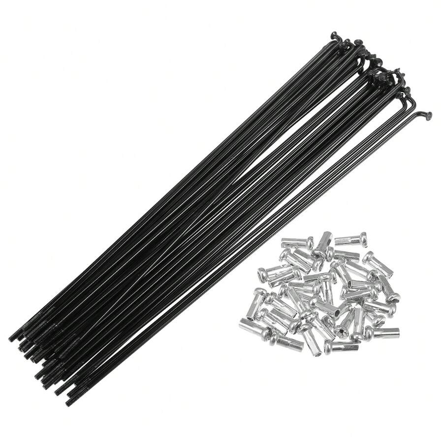 Bicycle Spokes Metal Bike Spoke With Nipples For Most Bicycle - 黑色,銀色 178mm 14G 36Pcs 金屬 - 查看 1