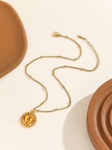 1 pièce Collier pendentif rond minimaliste, cadeau pour mère avec design d'empreinte de bébé, convient pour le port quotidien et les cadeaux pour femmes