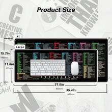 Excel Shortcut Keys Mouse Pad - Extended Large XL Cheat Sheet Gaming Mousepad | PC Office Spreadsheet Keyboard Mat | Non-Slip Stitched Edge