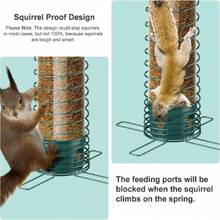 1pc Outdoor Metal Hanging Squirrel-Proof Bird Feeder - Cage Design Dispenser With 4 Feeding Ports, Easy To Refill Tube For Various Seed Types, Durable Bird Attraction Ornaments Device - For Bird Lovers & Nature Enthusiasts